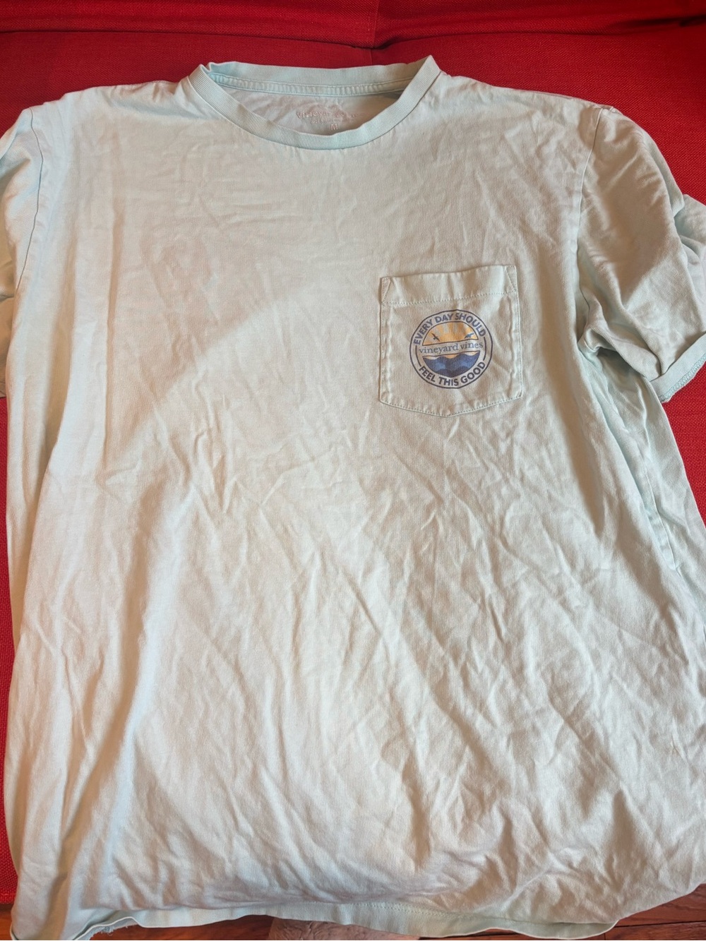 Vineyard Vines mint blue Pocket Tee with back Logo M